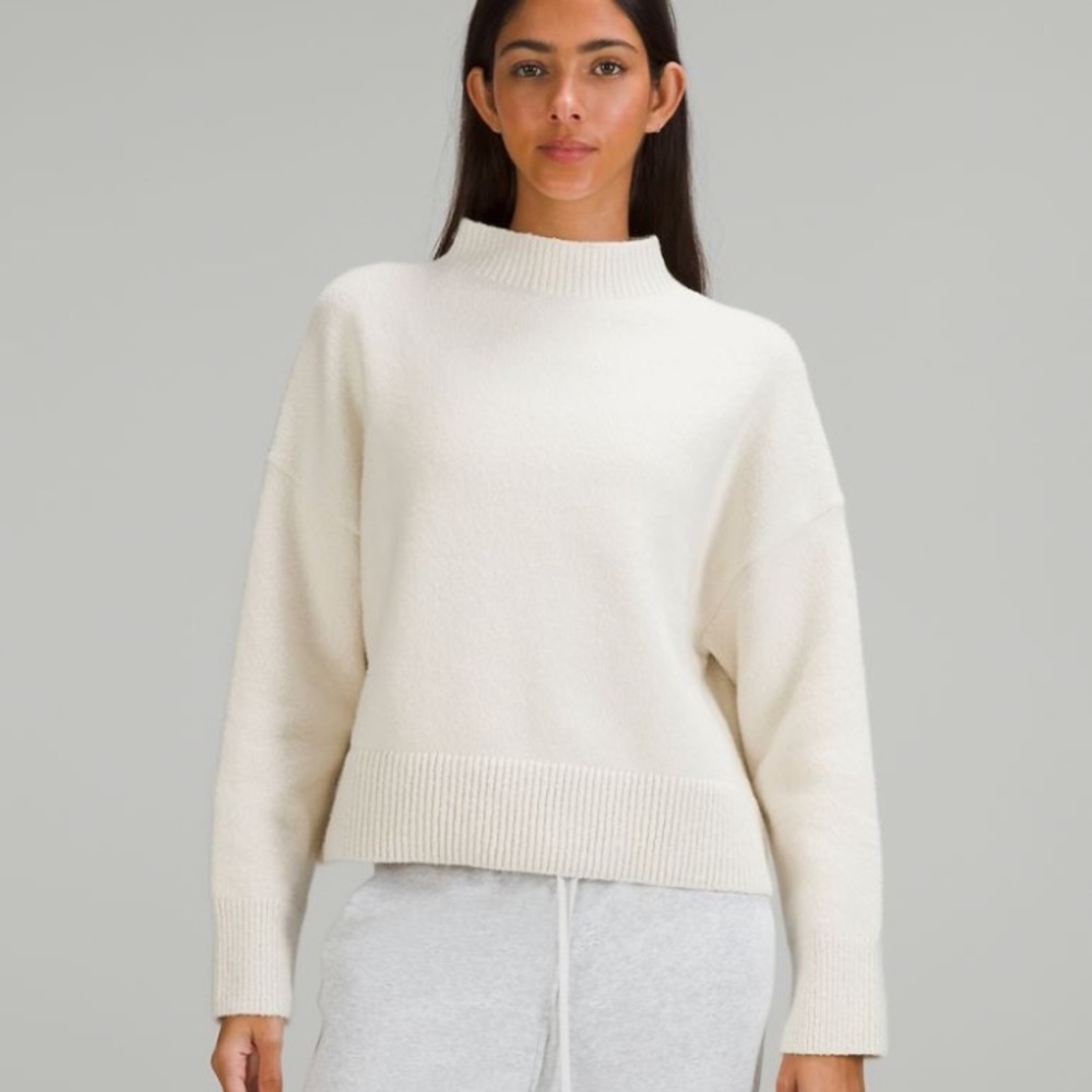 NWT Brushed Cotton Merino Blend Mockneck in Bone Size 4